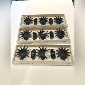 NEW Ikea Black Metal Sun Shaped Curtain Decor Clips ‘Hexagon’ Lot of 3